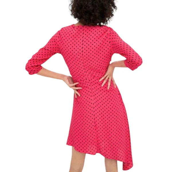 🔥 NWOT Zara Asymmetrical Hem Bright Pink Polka Dot Dress Size XS - Image 10