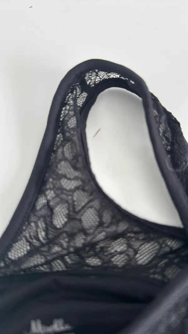 Mirella Leotard Black with lace crisscross strap detail. Size small - Image 4