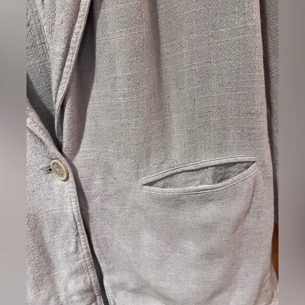 We‎ The Free Oversized Linen Blend Beckett Boyfriend Blazer Jacket in Oatmeal XS - Image 9