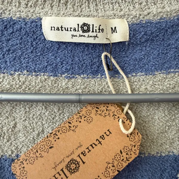 Natural Life Cotton Boho Coastal Relaxed Preppy Striped Sweater Vest M Gray NWT - Image 4
