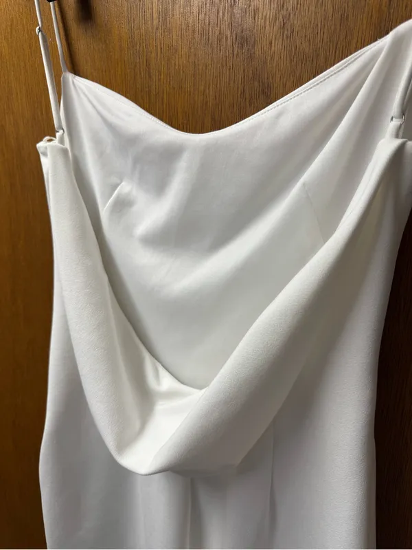 Katie May Pretty Bird Sleeveless Cowl Draped Back Dress Ivory White Small Bridal - Image 12