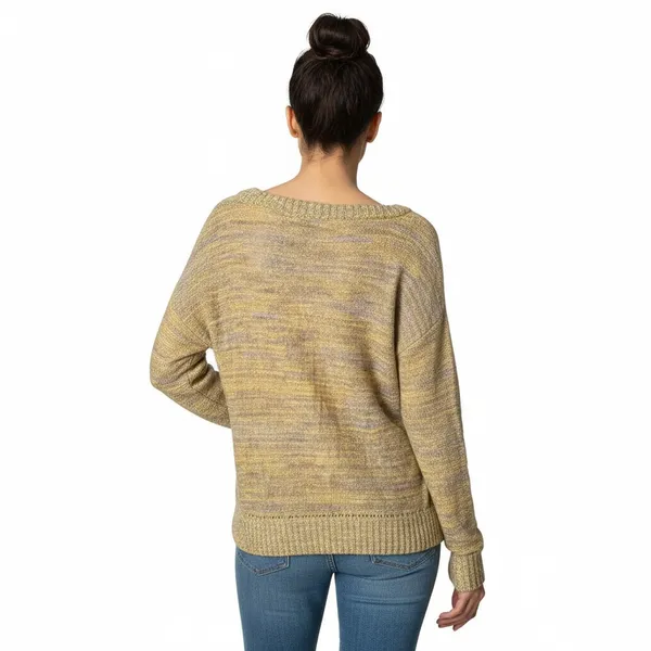 Free People Yellow Gray Wool Blend Knit Pullover Sweater, M - Image 3