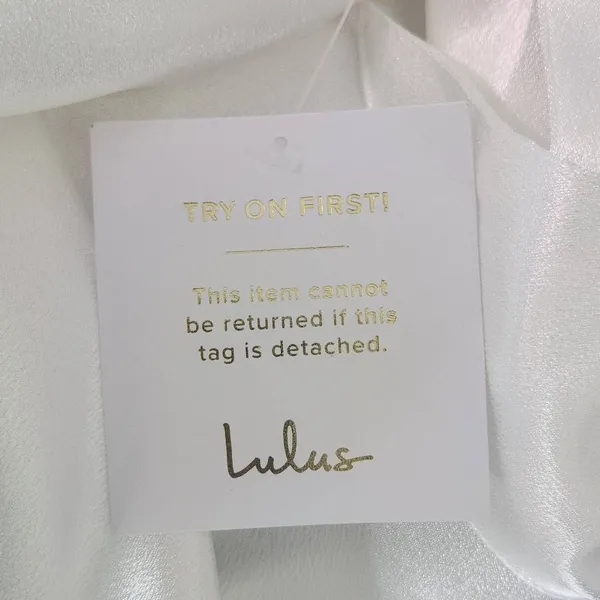 Lulus White Satin Wedding Dress with Pearl Straps NWT Size XS - Image 11
