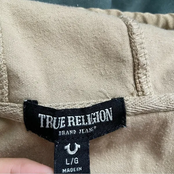 True Religion Color Block Cropped Zip Up Hoodie Size Large - Image 5