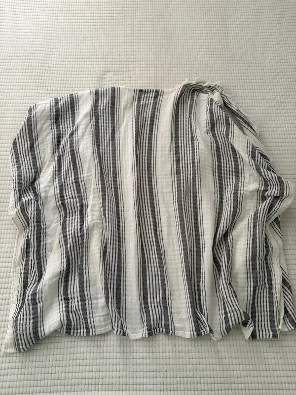 aerie Black and White Striped Open Kimono - Image 2