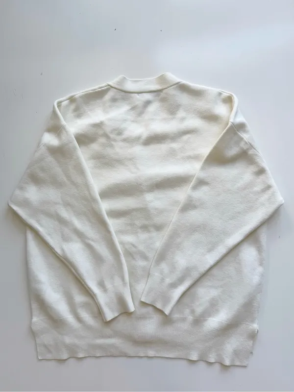 Zara V-Neck Oversized Cardigan Size Small Cream - Image 9