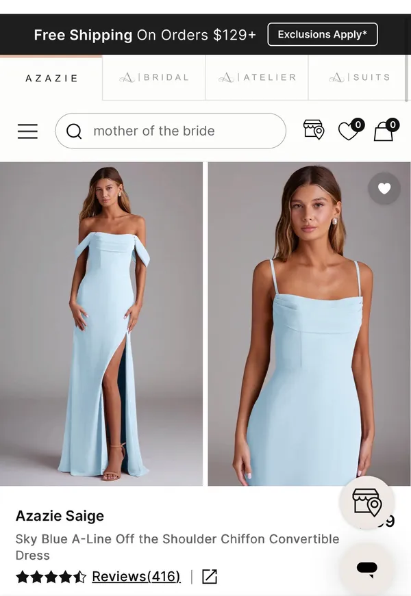 Azazie Dress Blue - Image 4