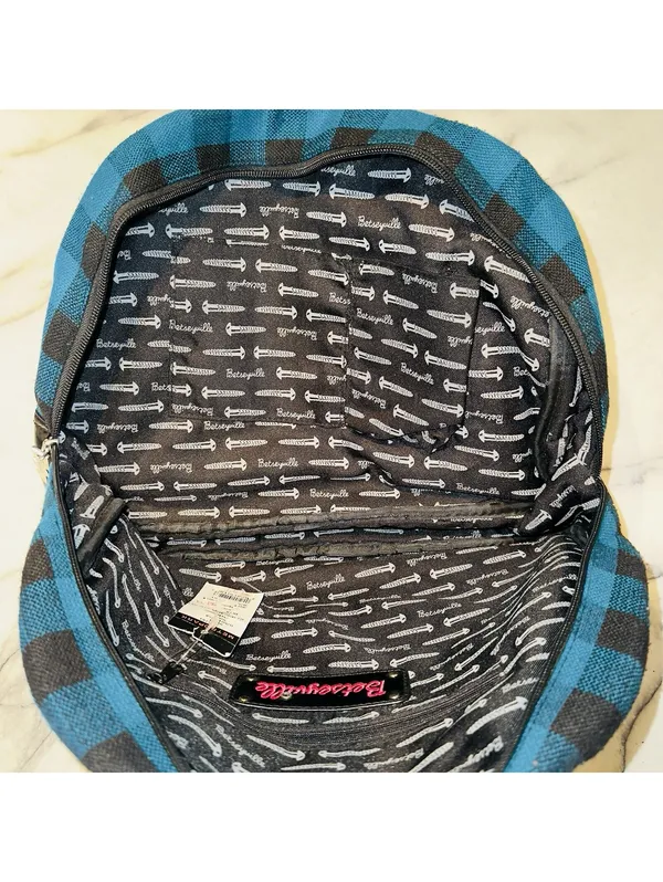 NWT Y2K Betsy Johnson Blue Plaid Bowler Handbag Bag Satchel Rockabilly Pin Up - Image 4