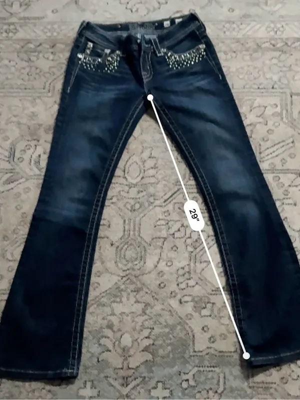 Miss Me Dark Indigo Boot Cut Jeans with Rhinestone Pockets - Image 6