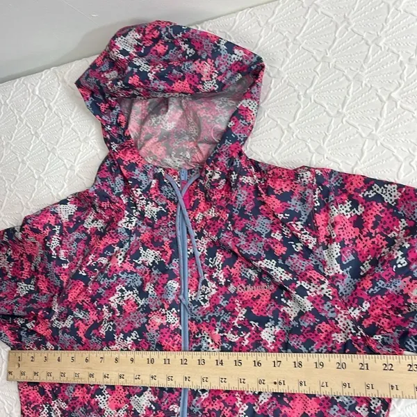 Columbia Windbreaker Light Jacket Full Zip Pink Camouflage size Large - Image 15