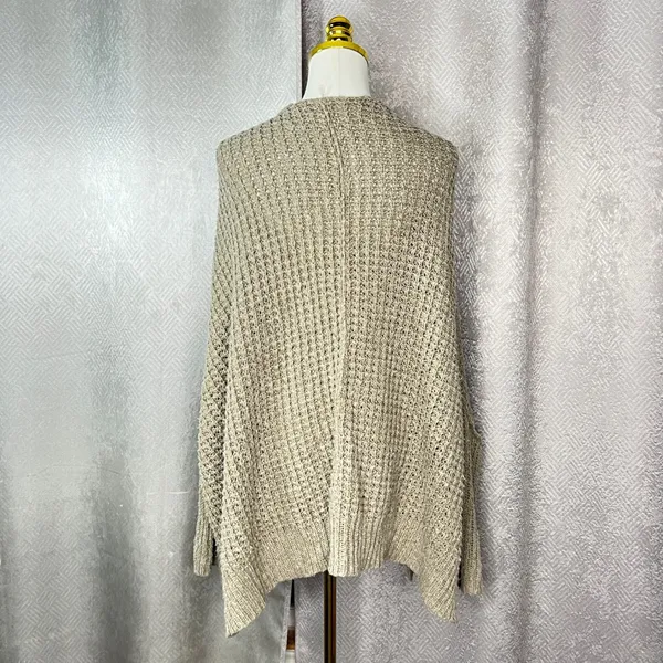 Free People Chunky Knit Oversized Cardigan Taupe Wool Angora Batwing Sweater L - Image 5