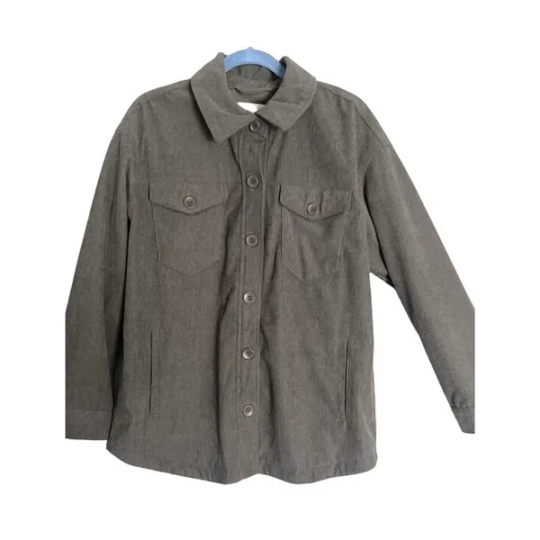 Avec Les Filles Top Womens L Gray Corduroy Long Sleeve Button Up Anthropologie - Image 2