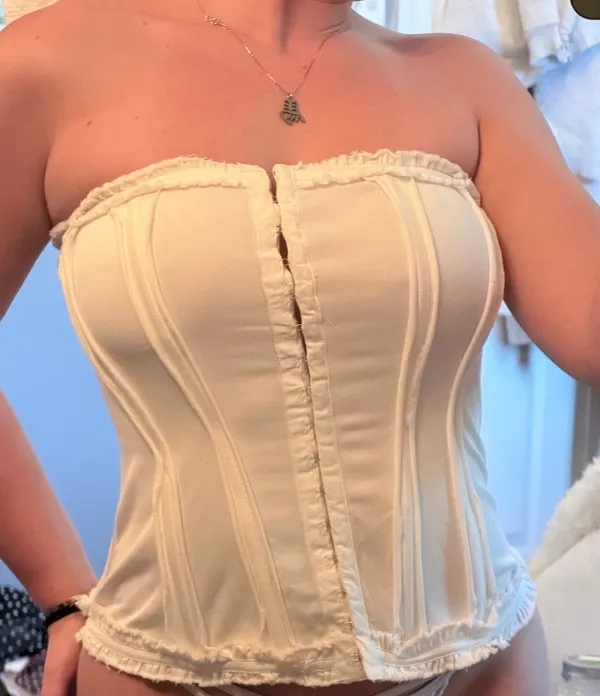Urban Outfitters Light Before Dark Hollie Raw Seam Corset Top White - Image 11