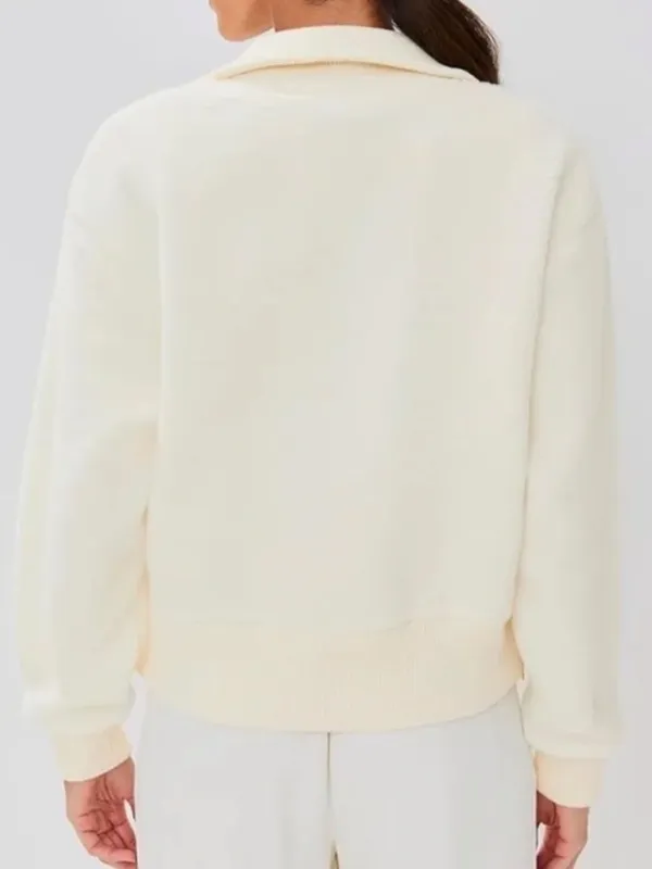 Varley Roselle Half-Zip Sweatshirt in White - Image 2