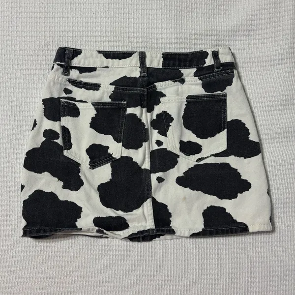 Cow Print Denim Mini Skirt Multiple - Image 2