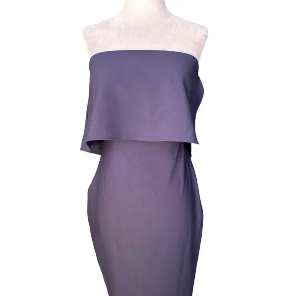 Likely‎ Driggs Strapless Cape Overlay Midi Dress Navy Blue 2 Minimalist Elegant - Image 4