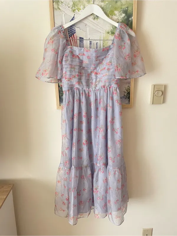 Abercrombie & Fitch Emerson Floral Angel Sleeve Midi Dress Medium Petite - Image 4