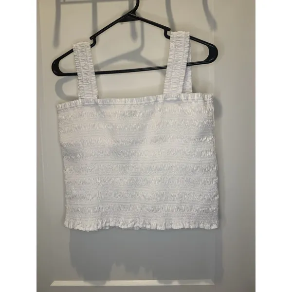 Madewell Women’s Poplin Smocked Tank Top Blouse white Size XL NWT Basic - Image 5