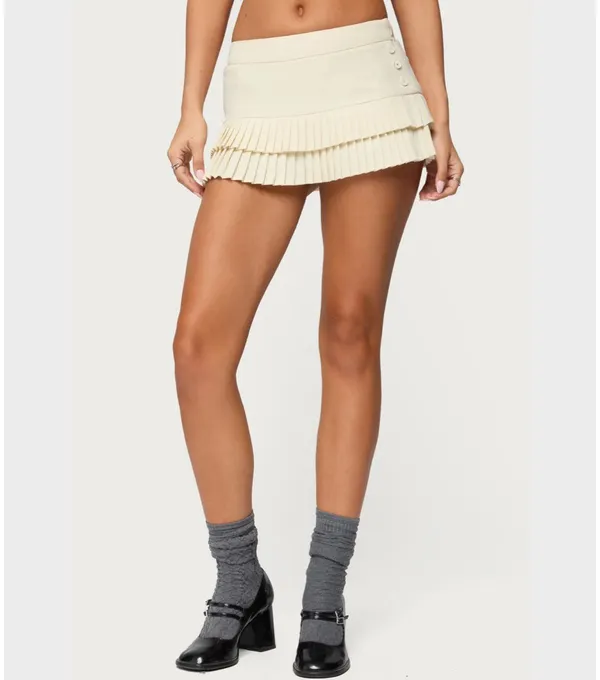 Edikted Double Pleated Mini Skort - Image 2