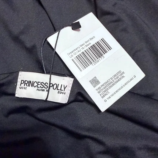 Princess Polly‎ Dreamberry Maxi Skirt Black Asymmetrical Hem US 12 NWT - Image 5