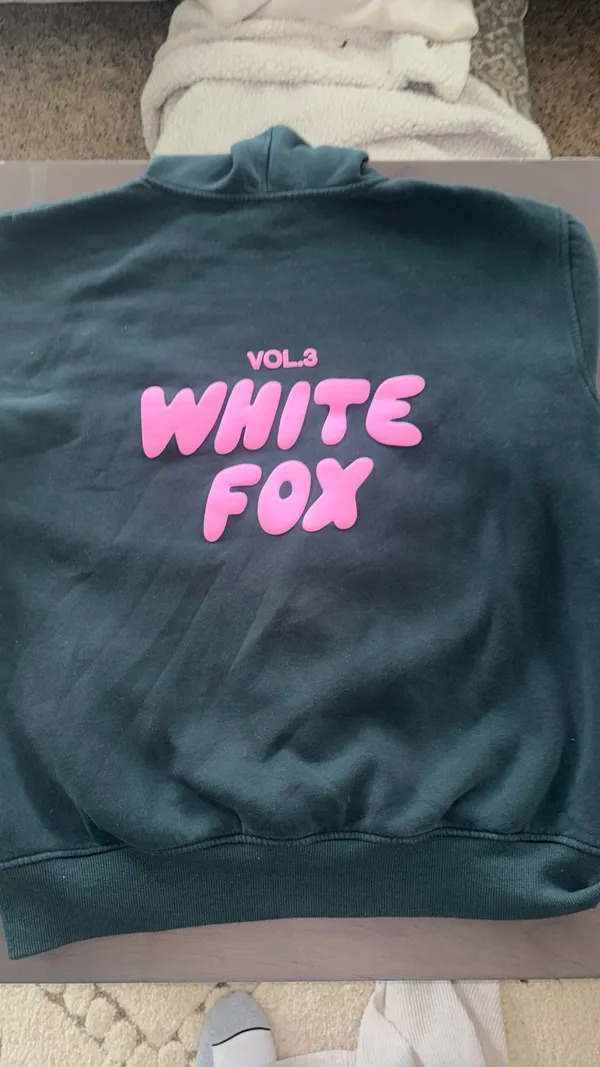 White Fox Hoodie dark green - Image 2