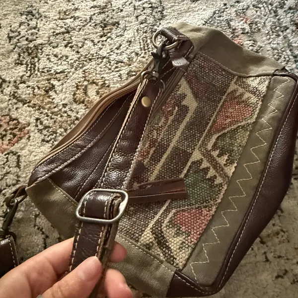 Myra Bag Canvas Leather Shoulder Bag Boho Southwestern Tote‎ Purse - Image 7