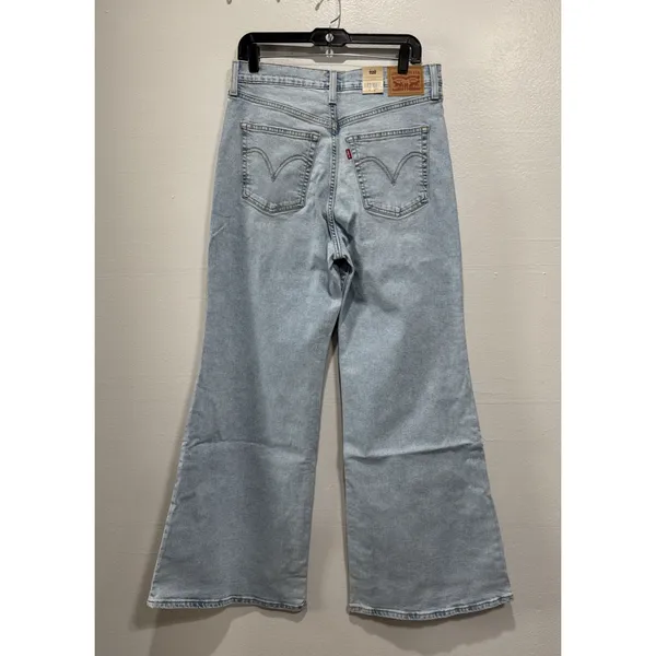 Levis Ribcage Bell Jeans Super High Rise Blue Denim Womens 32 x 32 Flare Retro - Image 4