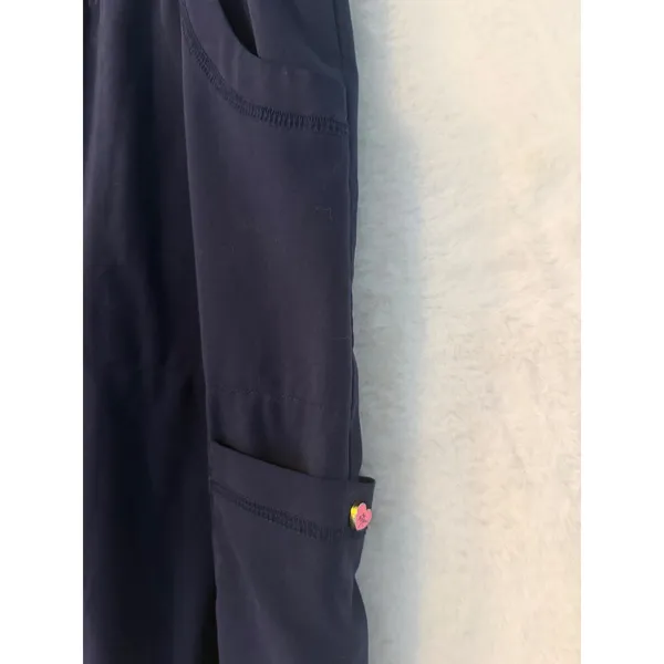 Betsey Johnson Navy Blue Scrub Pants‎ Womens Medium Cargo Jogger Elastic Waist - Image 3