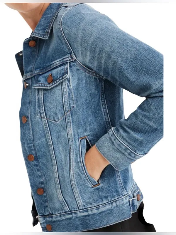 MADEWELL The Jean Jacket Pinter Wash Denim Trucker Jacket Size Medium - Image 2