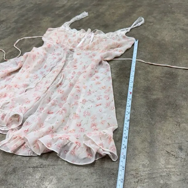 Vintage y2k coquette floral fairycore lace babydoll chiffon slip dress - Image 4