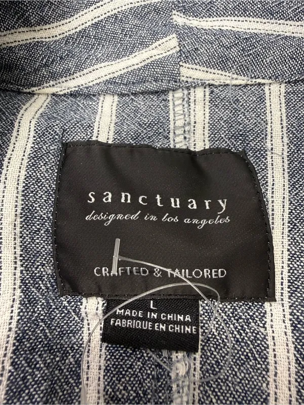 Sanctuary Linen Blend Blue White Stripe Blazer Jacket Women's Size Large - Image 5