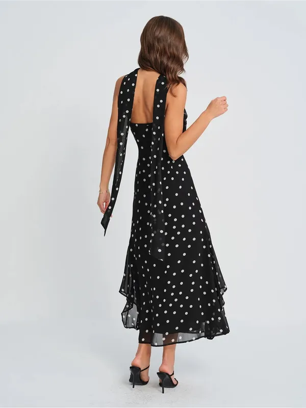 Rihoas Black Polka Dot Slip Maxi Dress - Image 6