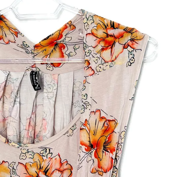 Free People Floral Mini Dress XS Boho Cottagecore Romantic Drop Waist Festival - Image 4