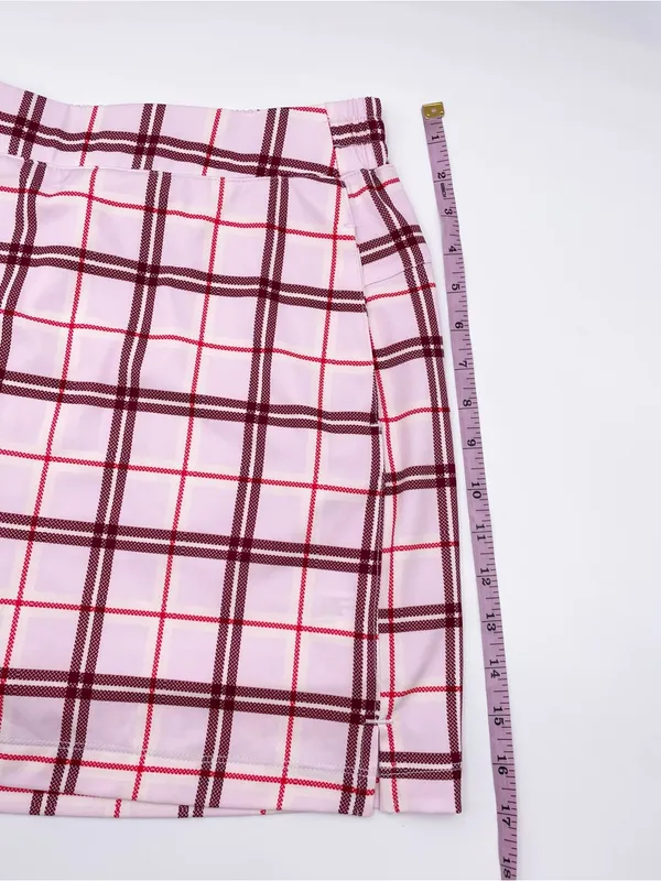 Lady Hagen Golf Skort Women's Athletic Skirt Size Large Pink Red Plaid Preppy - Image 9