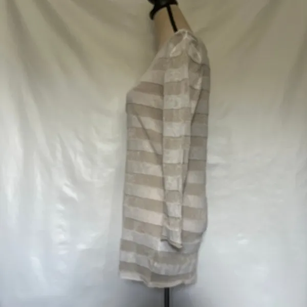 Tory Burch Metallic Stripe Tunic Sweater Sz M Coastal Quiet Luxury Bateau Preppy - Image 5