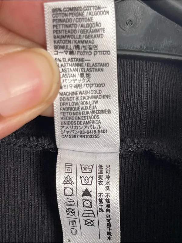 AMERICAN APPAREL Black Ribbed Mock Neck Long Sleeve Crop Top Sz S - Image 7