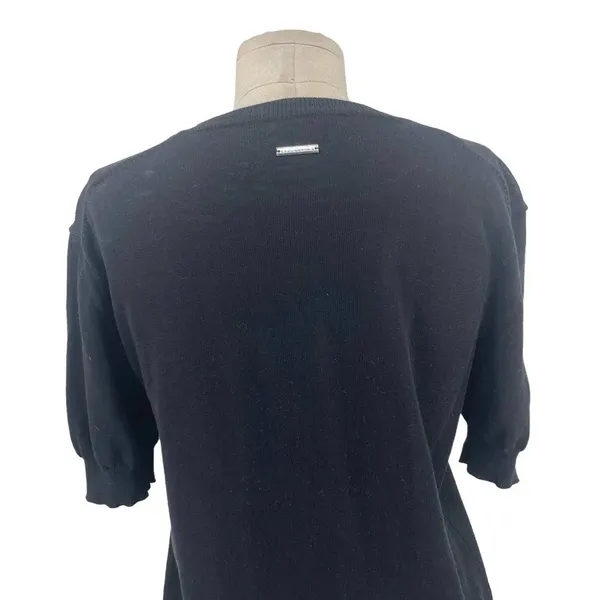 Versace Black Cotton Knit Short‎ Sleeve Sweater Size Medium - Image 8