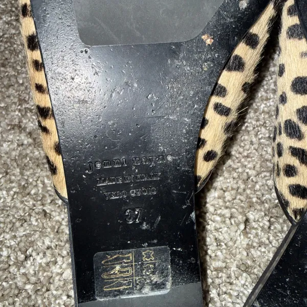 Jenni Kayne Mule‎ Slides Womens 37 Leopard Calf Hair Pointed Toe Flats Excellent - Image 6