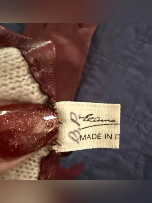 Etienne Aigner 7.5 Italian Made Leather Gloves Reddish Brown - Image 4