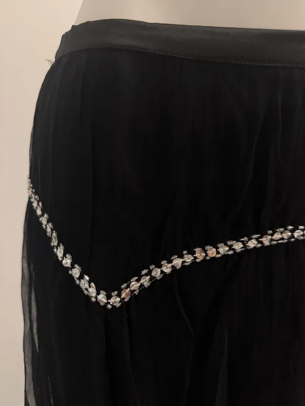 Vintage Black Chiffon Beaded & Sequins Skirt - Image 4
