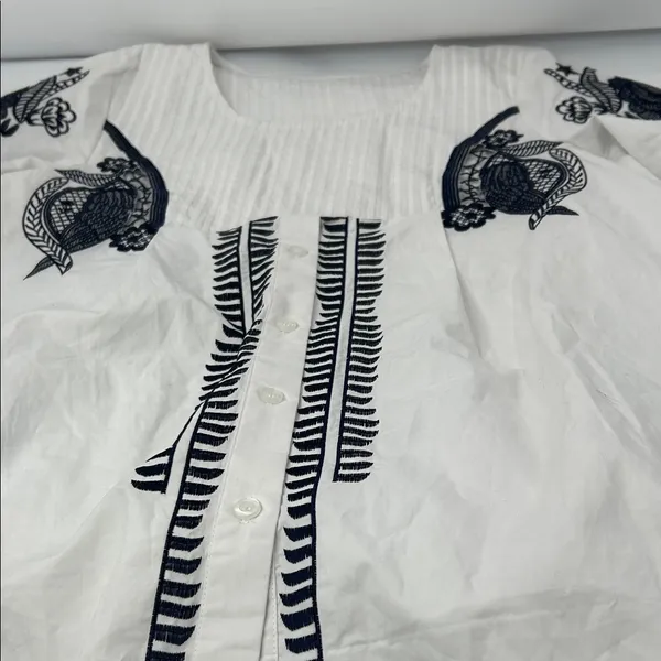 Embroidered White and Black Mini Dress - Image 13