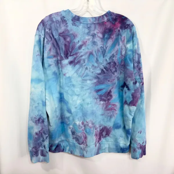 Levis XL Sweatshirt Handmade Tie Dye Crew‎ Neck Pullover Blue Purple 1660 - Image 2