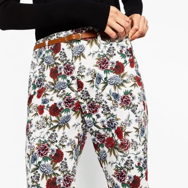 Zara Basics Floral Printed Trouser Pants - Womens Size 8 - Image 2
