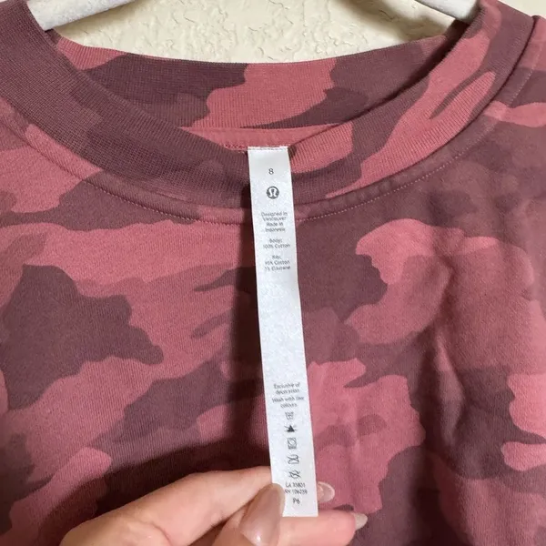 lululemon Perfectly‎ Oversized Crew Sweatshirt Sz 8 Camo Brier Rose - Image 6