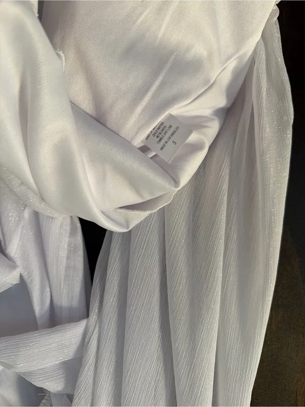 Lucy in the Sky Shimmery White Tie Mini Dress - Image 6