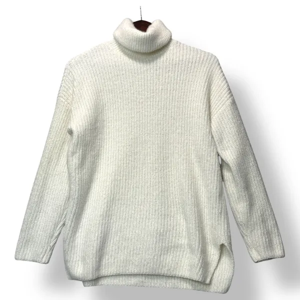 Abercrombie & Fitch Soft A&F Collection Cream Ribbed Knit Turtleneck Sweater XS‎ - Image 2