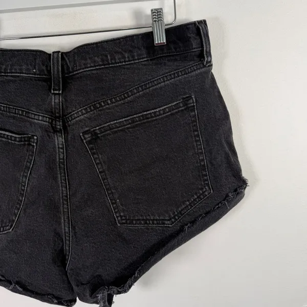 Abercrombie & Fitch The 90s Relaxed Cutoff Shorts Hi3 Rise Black Denim Womens 32 - Image 5