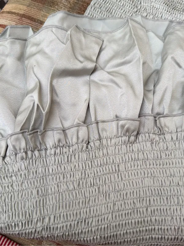Mabel Smocked Ruffle Midi Dress in Gray - Image 3