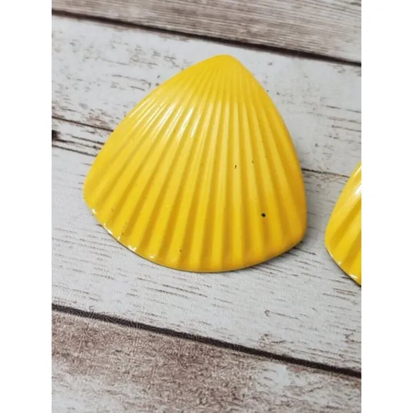 Vintage Stud Earrings Large Yellow Statement Earrings Retro - Image 3