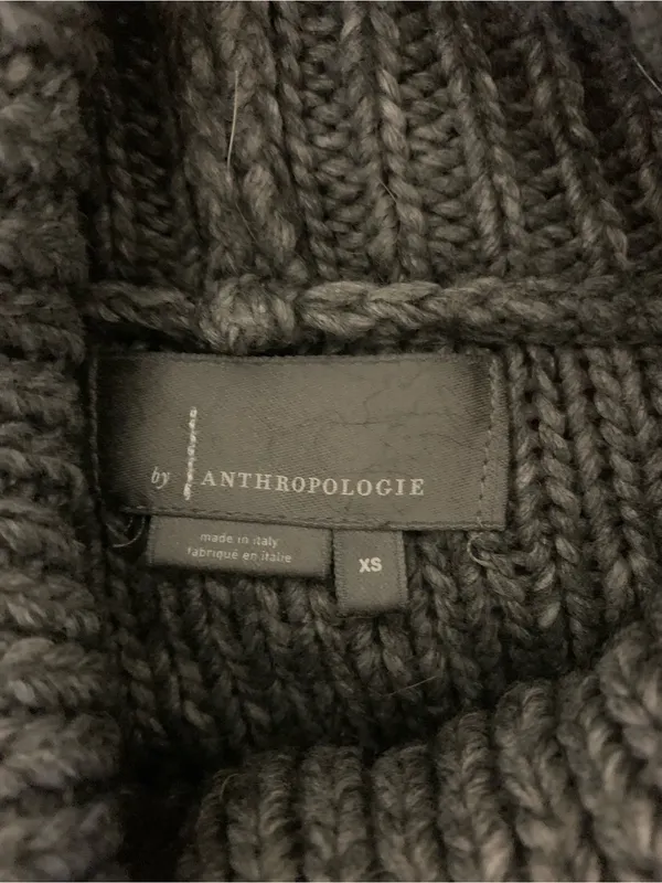 Anthropologie XS Gray Chunky Knit Turtleneck Sweater Oversized Cozy Minimalist - Image 4